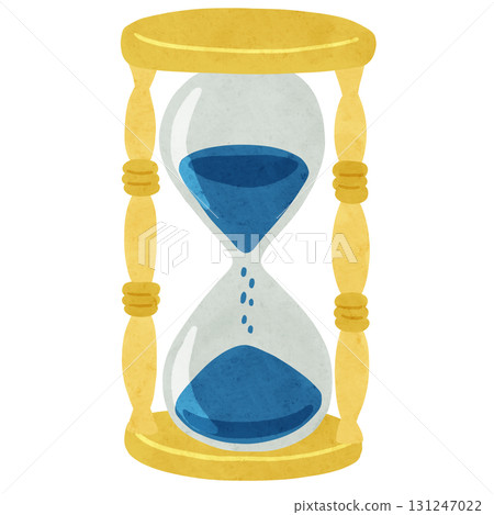 Retro hourglass watercolor hand-drawn illustration 131247022