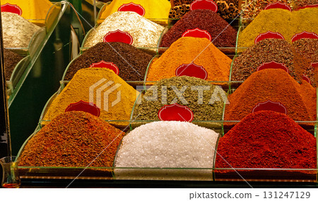 Turkish spices in Istanbul bazaar 131247129