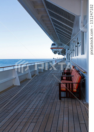 Seats on cruise ship deck 131247182