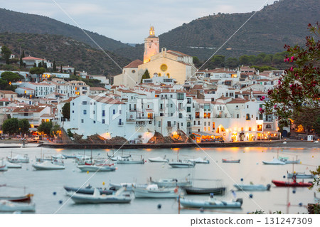 Church of Santa Maria at sunset, Cadaques, Spain 131247309