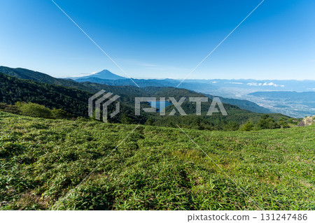 鬱鬱蔥蔥的大菩薩山和富士山 鬱鬱蔥蔥的大菩薩山和富士山 131247486