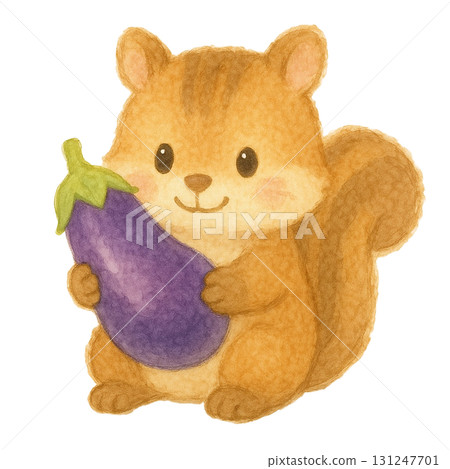 [秋季]松鼠叼著茄子的插圖 131247701