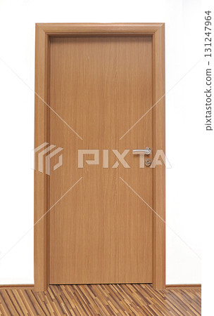 Brown interior wooden door 131247964