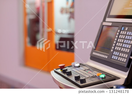 CNC control console of modern machining center CNC control console of modern machining center 131248178