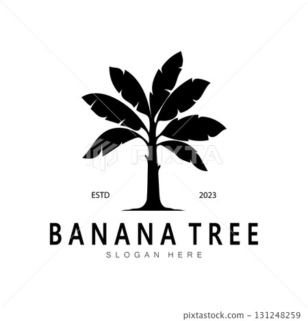 Simple Silhouette Banana Tree Logo. Flat Design vector Simple Silhouette Banana Tree Logo. Flat Design vector 131248259