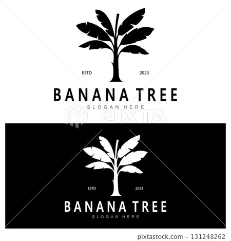 Simple Silhouette Banana Tree  Logo. Flat Design vector 131248262