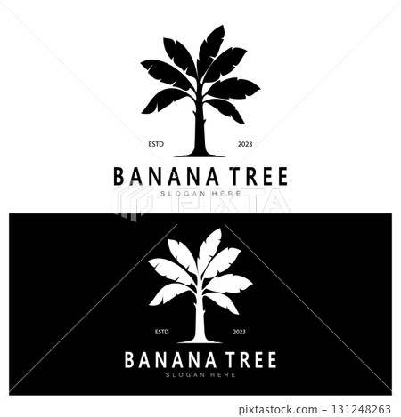 Simple Silhouette Banana Tree Logo. Flat Design vector Simple Silhouette Banana Tree Logo. Flat Design vector 131248263