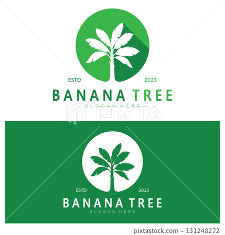 Simple Silhouette Banana Tree Logo. Flat Design vector Simple Silhouette Banana Tree Logo. Flat Design vector 131248272