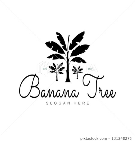 Simple Silhouette Banana Tree  Logo. Flat Design vector 131248275