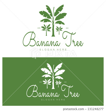 Simple Silhouette Banana Tree Logo. Flat Design vector Simple Silhouette Banana Tree Logo. Flat Design vector 131248277