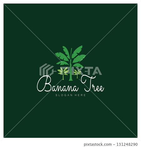 Simple Silhouette Banana Tree Logo. Flat Design vector Simple Silhouette Banana Tree Logo. Flat Design vector 131248290