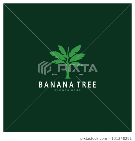 Simple Silhouette Banana Tree  Logo. Flat Design vector 131248291
