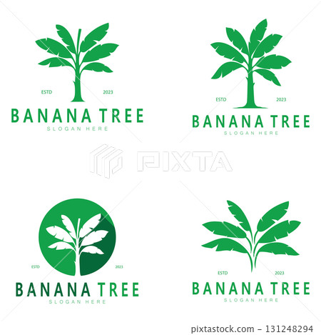 Simple Silhouette Banana Tree Logo. Flat Design vector Simple Silhouette Banana Tree Logo. Flat Design vector 131248294