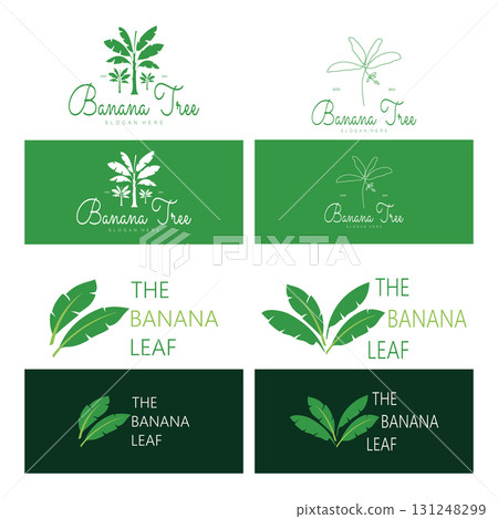 Simple Silhouette Banana Tree Logo. Flat Design vector Simple Silhouette Banana Tree Logo. Flat Design vector 131248299