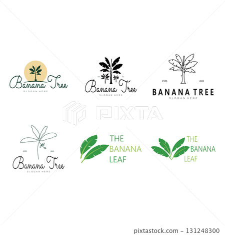 Simple Silhouette Banana Tree Logo. Flat Design vector Simple Silhouette Banana Tree Logo. Flat Design vector 131248300
