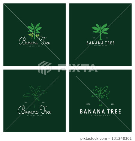 Simple Silhouette Banana Tree Logo. Flat Design vector Simple Silhouette Banana Tree Logo. Flat Design vector 131248301