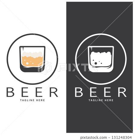 Beer logo template with vintage craft wheat.For badge, emblem,malt,beer company,bar,alcoholic drink 131248304