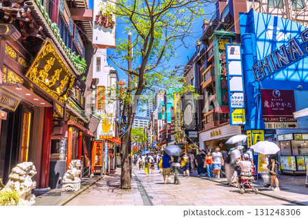 日本橫濱城市景觀,俯瞰橫濱中華街和唐人街大道 日本橫濱城市景觀,俯瞰橫濱中華街和唐人街大道 131248306