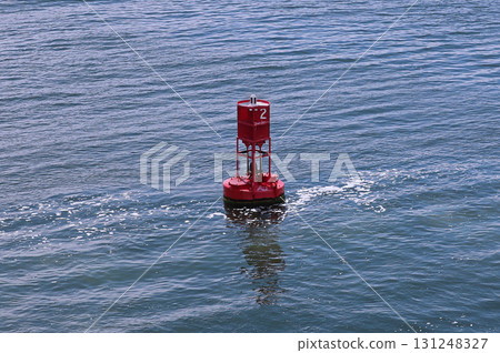Red buoy in river Red buoy in river 131248327