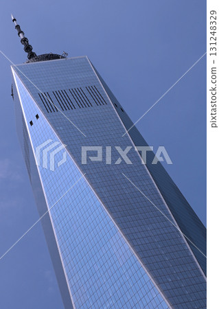 Tall blue building facade Tall blue building facade 131248329
