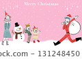 Christmas card template for a family of four enjoying Christmas 131248450