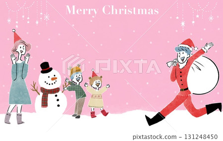 適合一家四口享受聖誕節的聖誕卡模板 131248450