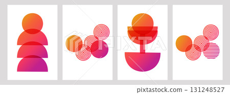 Geometric Abstract modern design a color gradient. Bright multicolored gradients trendy typography for poster print cover or flyer. Vector illustration. 131248527
