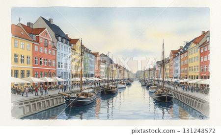 新港，丹麥哥本哈根的一個港口小鎮，兩旁都是色彩繽紛的建築 131248572