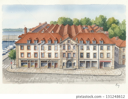 挪威卑爾根的歷史街道和美麗的磚屋頂建築 131248612