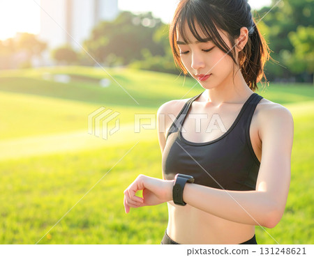 女人看著智慧手錶 女人看著智慧手錶 131248621
