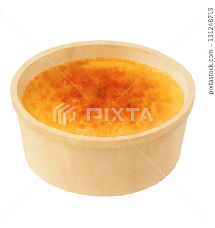 焦糖焦糖布丁水彩插畫PNG透明背景 131248715