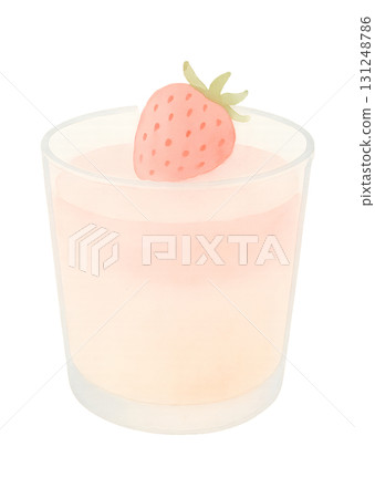 草莓布丁水彩插畫PNG透明背景 草莓布丁水彩插畫PNG透明背景 131248786