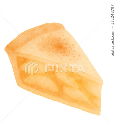 新鮮出爐的蘋果派切片水彩插圖PNG透明背景 131248797