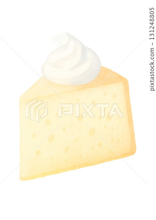 雪紡蛋糕佐奶油水彩插畫PNG透明背景 131248805