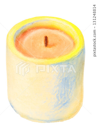陶瓷杯中的蠟燭油畫棒插圖PNG透明背景 131248814