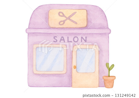 美容院水彩插畫PNG透明背景 131249142