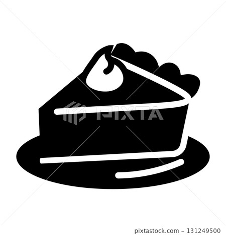 帶有奶油和水果的蛋糕的黑白剪影插圖 帶有奶油和水果的蛋糕的黑白剪影插圖 131249500