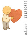 A person gently embracing a heart. Watercolor illustration, PNG, transparent background. 131249622