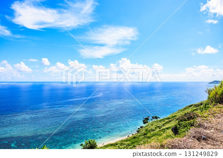 Daytime scenery of Higa Road Park in Miyakojima with blue skies and ocean 131249829