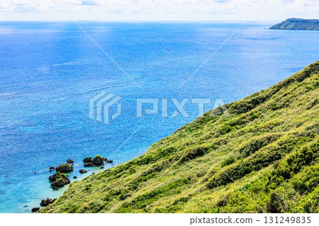 Daytime scenery of Higa Road Park in Miyakojima with blue skies and ocean 131249835