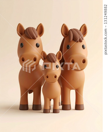 一匹黏土般的馬和它的孩子 一匹黏土般的馬和它的孩子 131249882