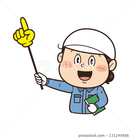女工在工廠或現場手持指點桿的插圖 | 不安全行為、不安全條件和工作場所事故 131249986