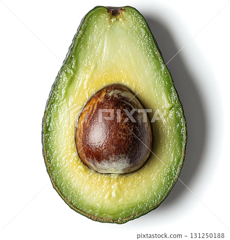 Fresh Halved Avocado with Seed Isolated on White Background for Healthy Meal Concepts 131250188
