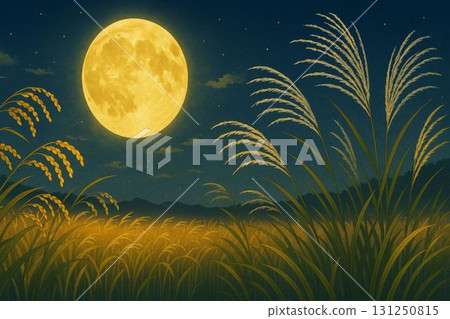 稻穗、芒草和月亮 131250815
