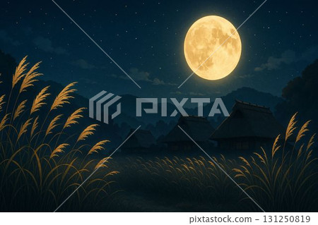 里山村、蒲葦和月亮 131250819