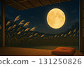Japanese pampas grass and the moon seen from the veranda 131250826