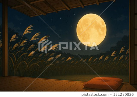 從陽台看到的芒草和月亮 131250826