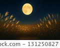 Full moon floating over a field of Japanese silver grass 131250827