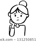 一位陷入困境、雙手摀臉的女人，線條畫 131250851