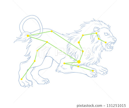 獅子座插圖（獅子和星座線） 131251015